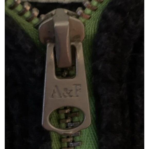 Y2k Abercrombie Fitch 1/2 Zip Sweater Slim L Fisherman Pullover Gray Green Logo - Picture 7 of 11